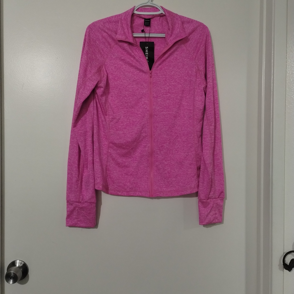 SHEIN Pink Zip-Up Sweatshirt